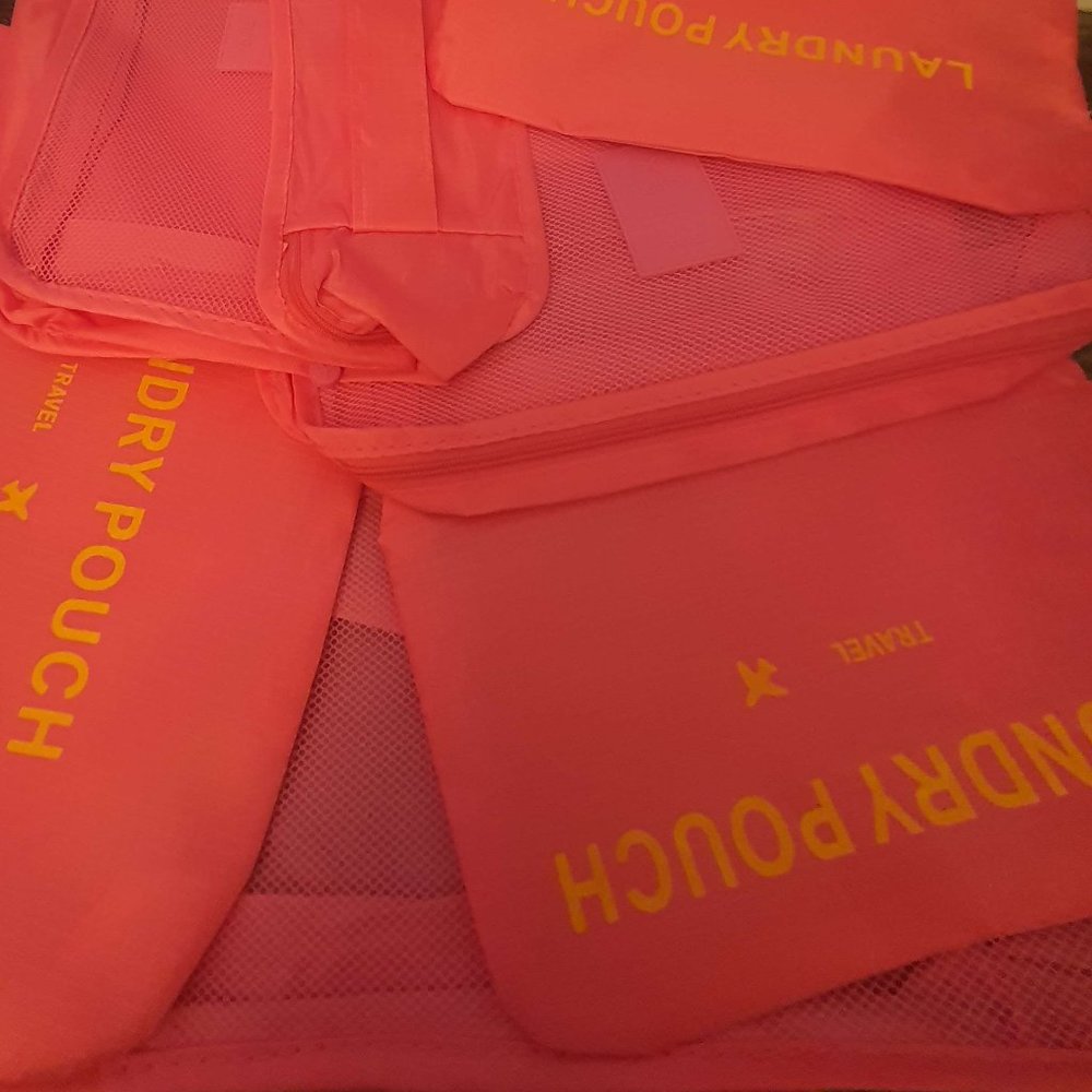 6 Piece Travel Storage Bag Set/Light Weight "Packing Cubes" Brand New Hot Pink